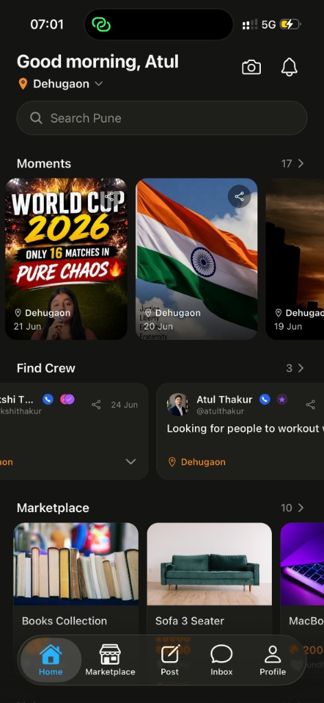 Punekar home screen